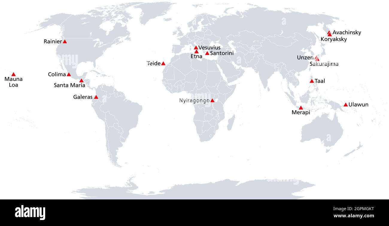 Map of the Decade Volcanoes Stock Vector Image & Art Alamy