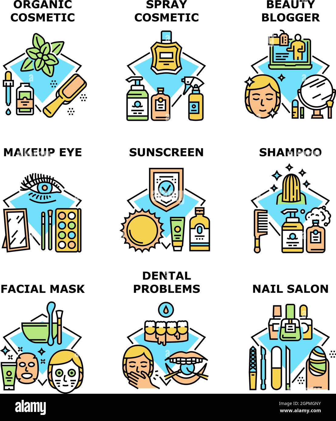 Cosmetic Makeup Set Icons Vector Illustrations Stock Vector Image & Art ...