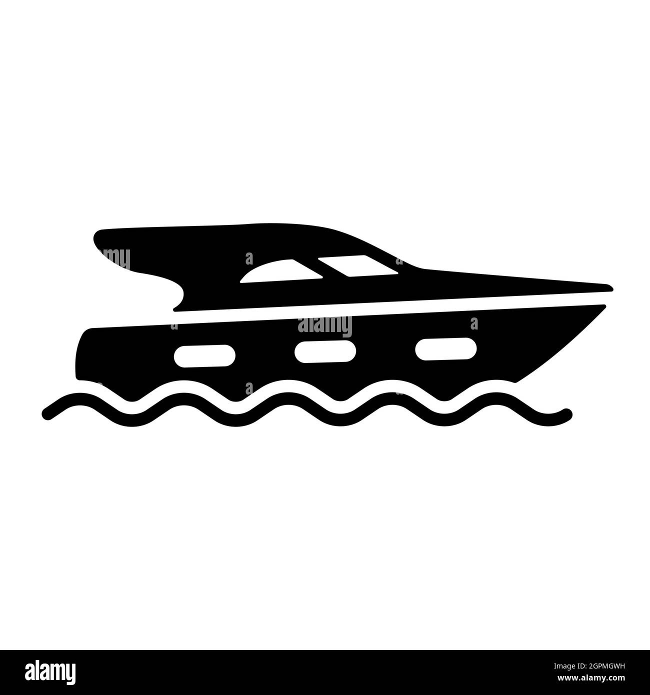 Cruising motor yacht flat vector glyph icon Stock Vector Image & Art ...