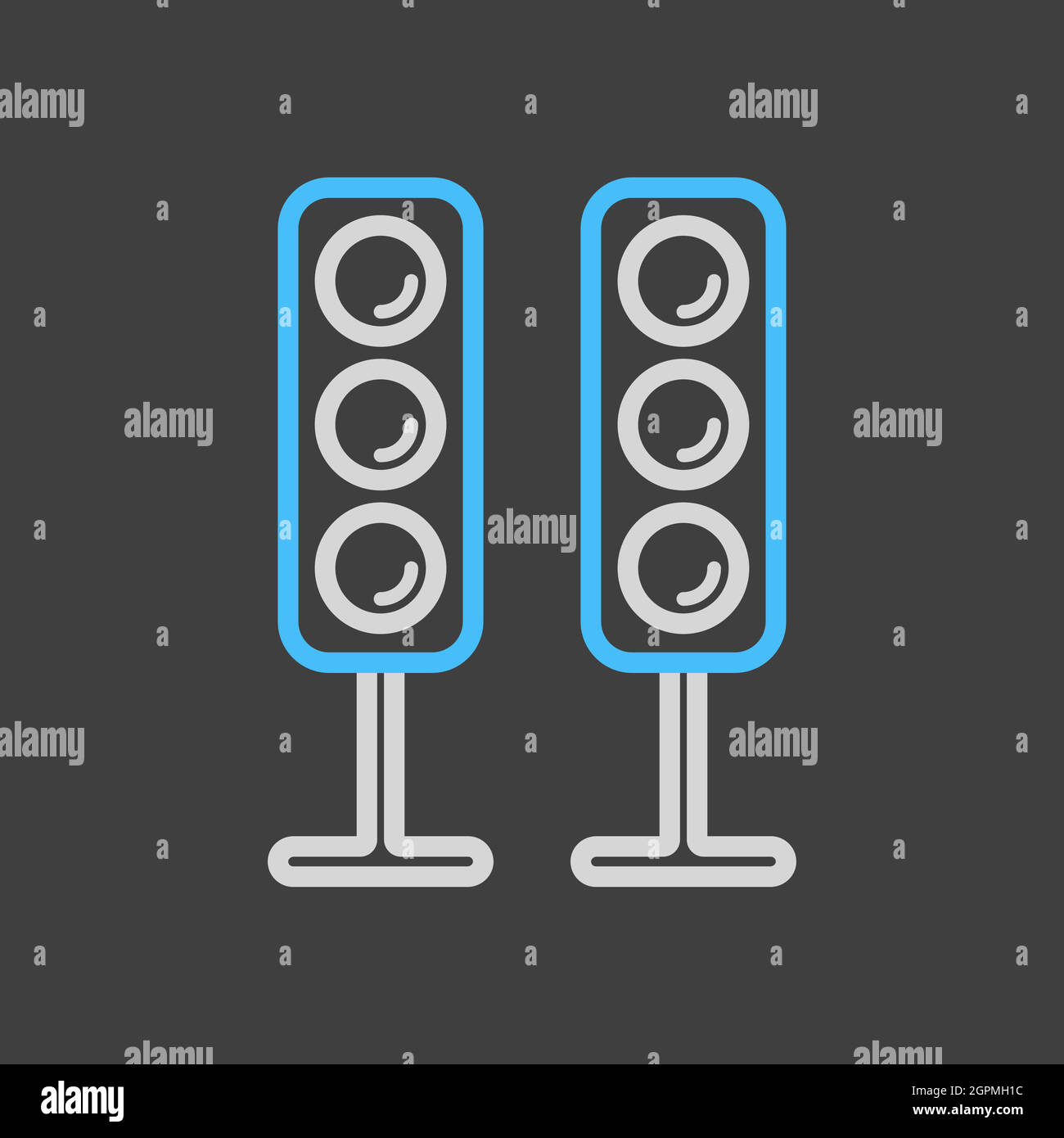Sound system speakers vector icon on dark background Stock Vector