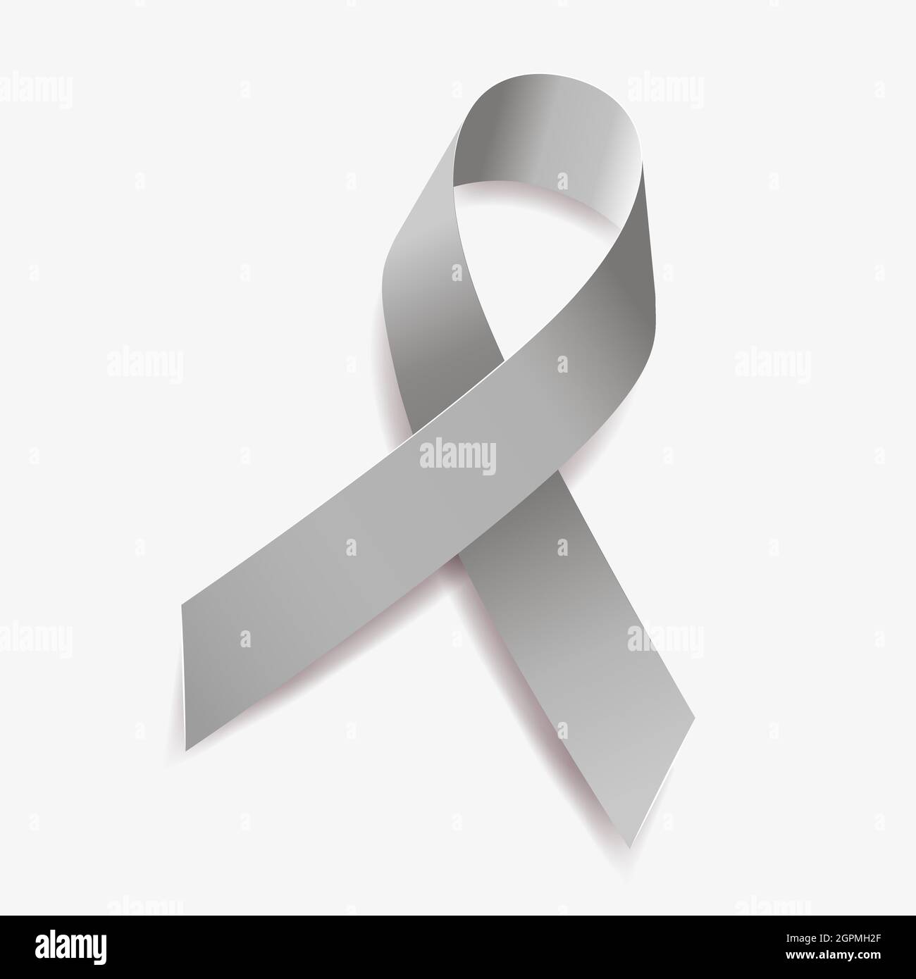 Grey ribbon awareness Brain Tumors, Allergies, Brain Cancer, Asthma, Diabetes, Aphasia, Mental Illness. Isolated on white background. Vector illustrat Stock Vector