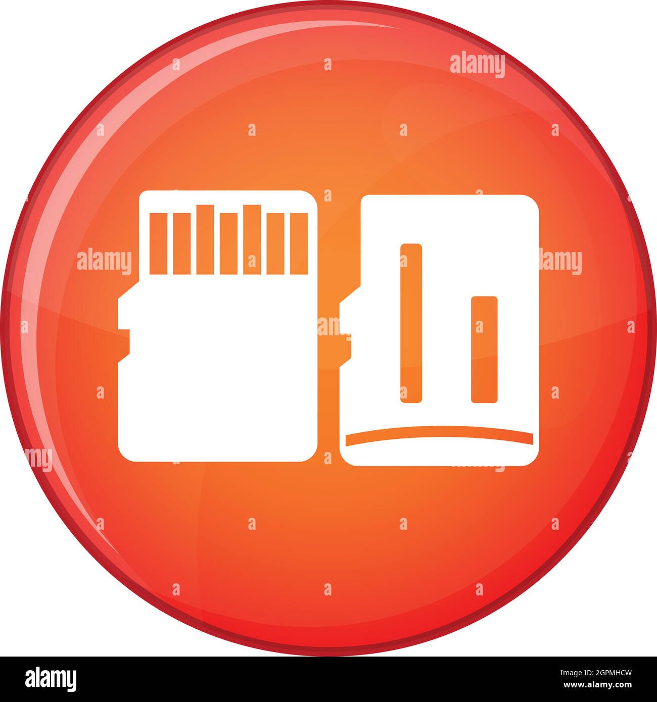 Both sides of SD memory card icon, flat style Stock Vector