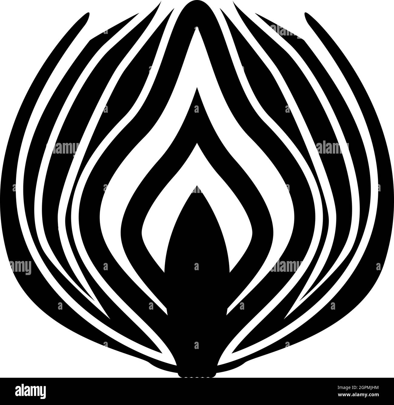 Silhouette onion cut in half part bulbs chopped sliced vegetable black color vector illustration flat style image Stock Vector