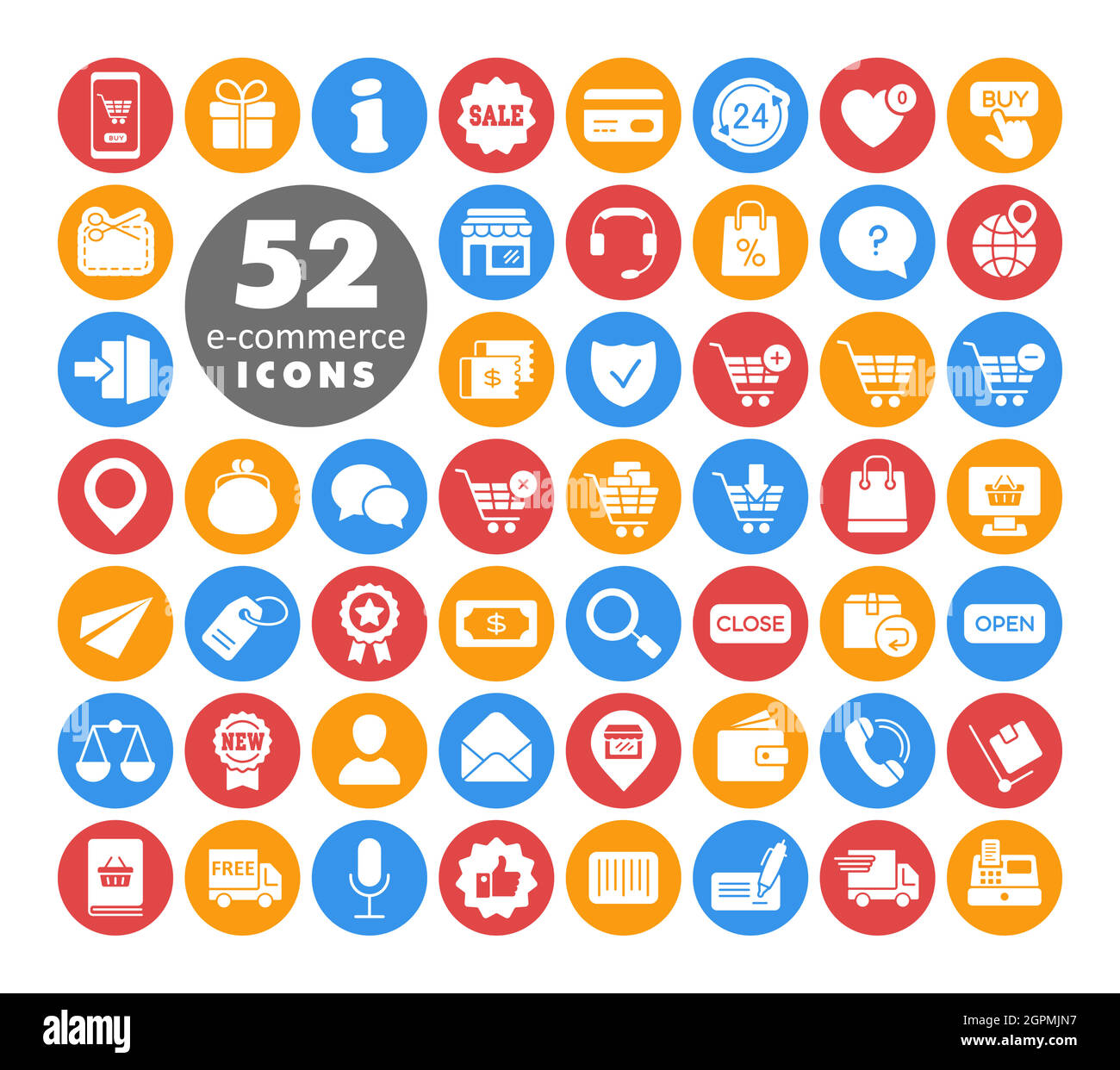 E-commerce set vector white glyph icons shopping and online Stock ...