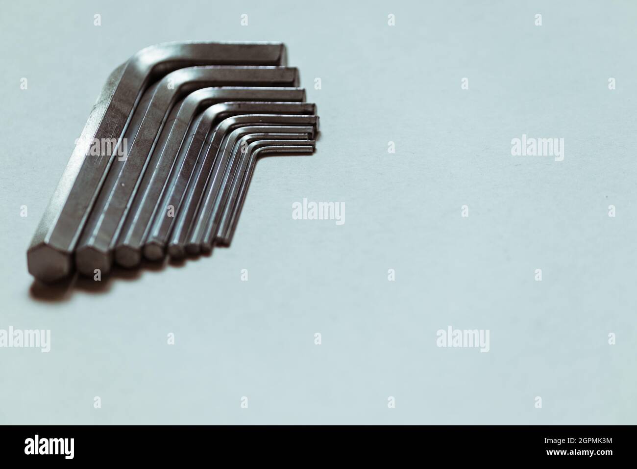 Set of hex keys close-up on a white background.  Stock Photo