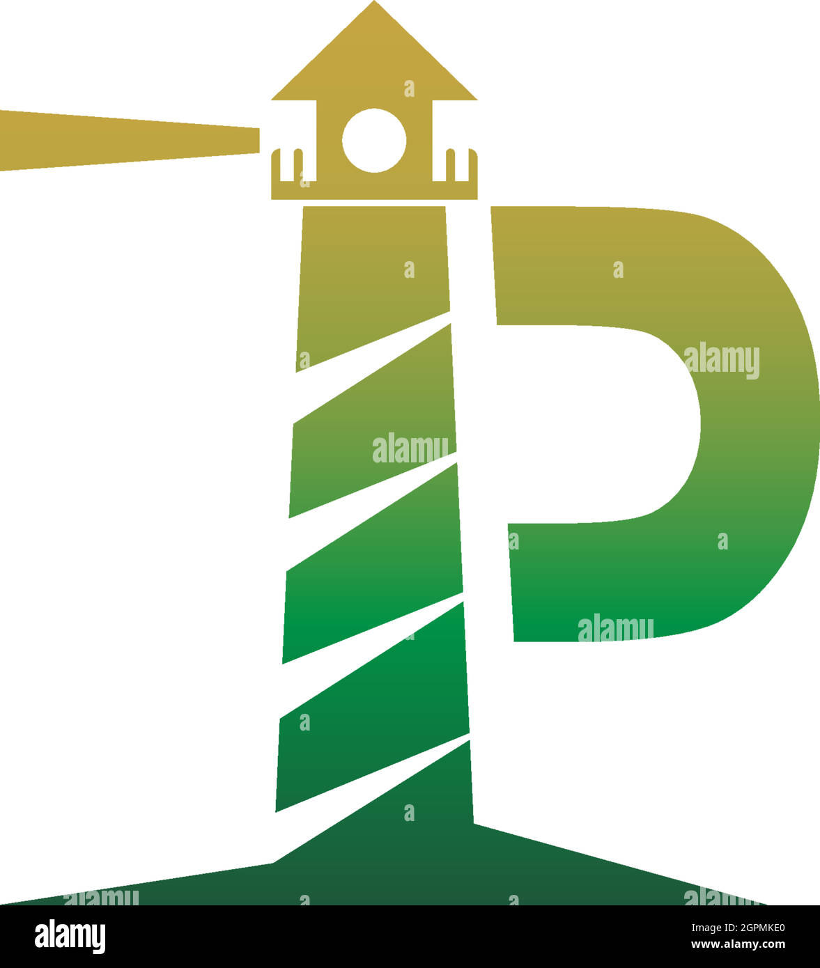 Letter P with lighthouse icon logo design template Stock Vector