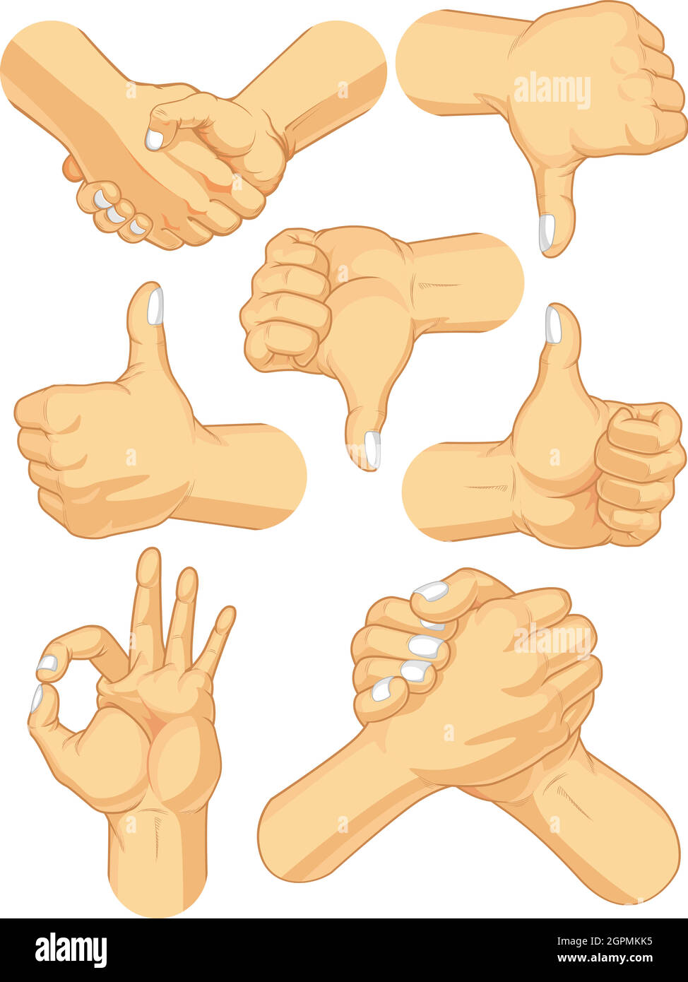 Premium Vector  Hand gesture emojis icons collection. handshake, biceps,  applause, thumb, peace, rock on, ok, folder hands gesturing. set of  different emoticon hands isolated illustration.