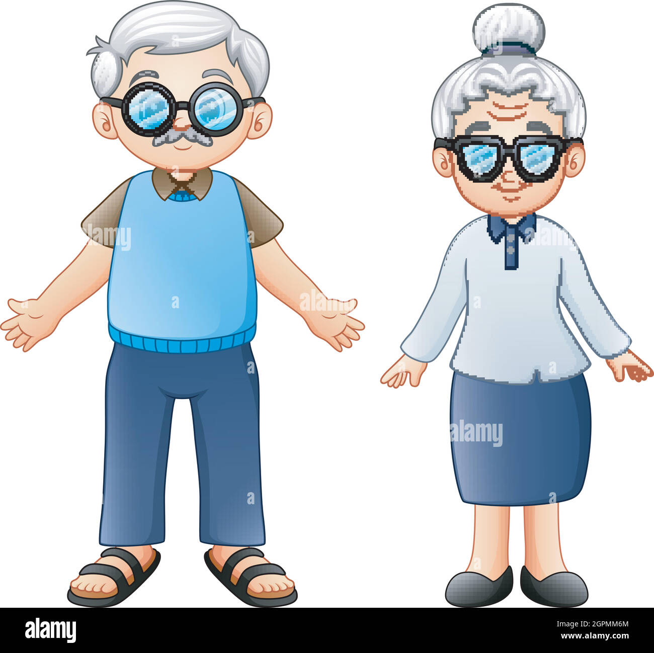 Vector illustration of Cartoon elderly couple Stock Vector