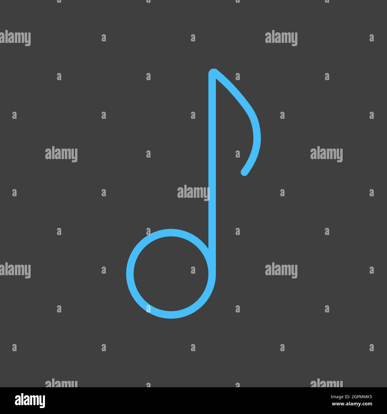 Music note flat vector icon on dark background Stock Vector