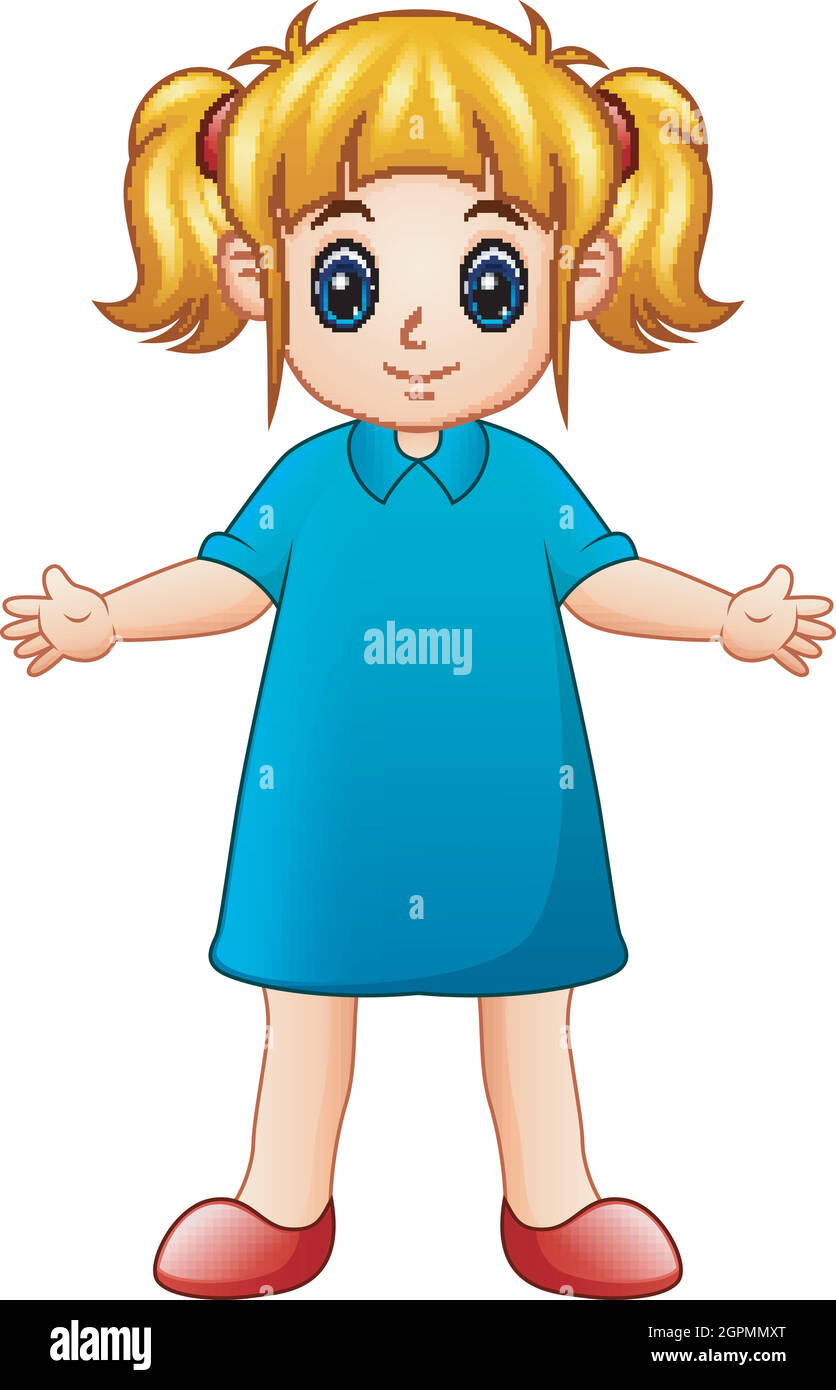 Vector illustration of Cute little girl cartoon Stock Vector