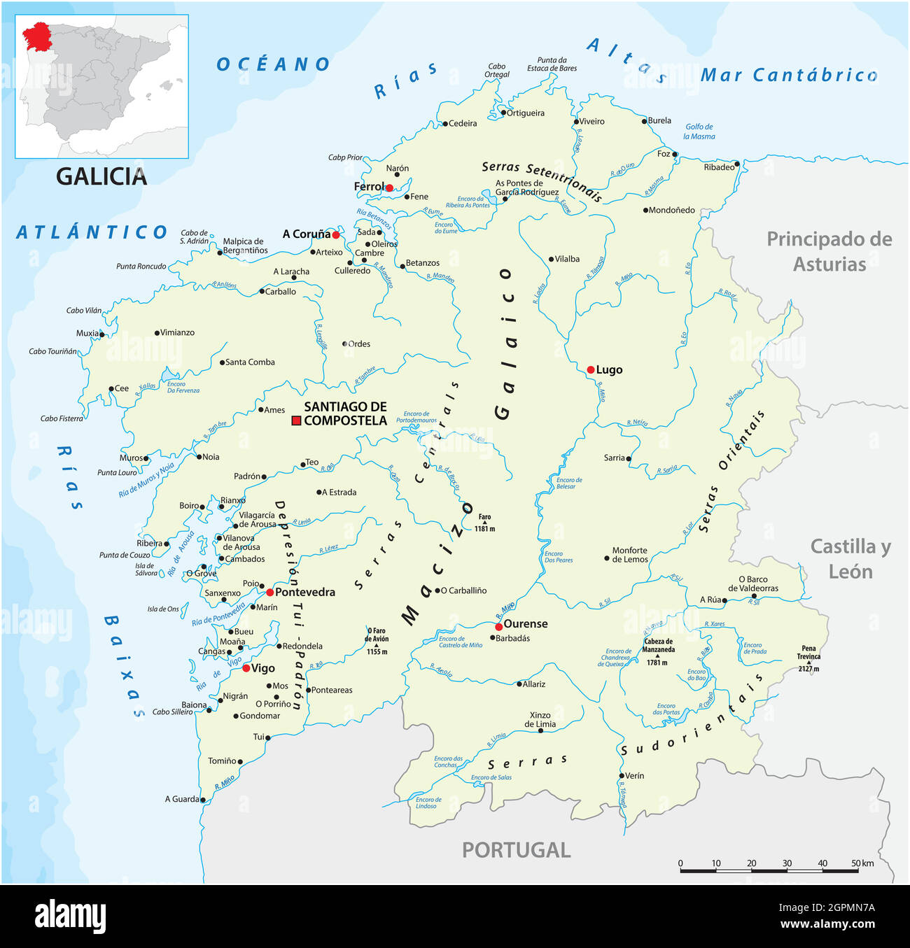 Pegatina Bandera Galicia Mapa
