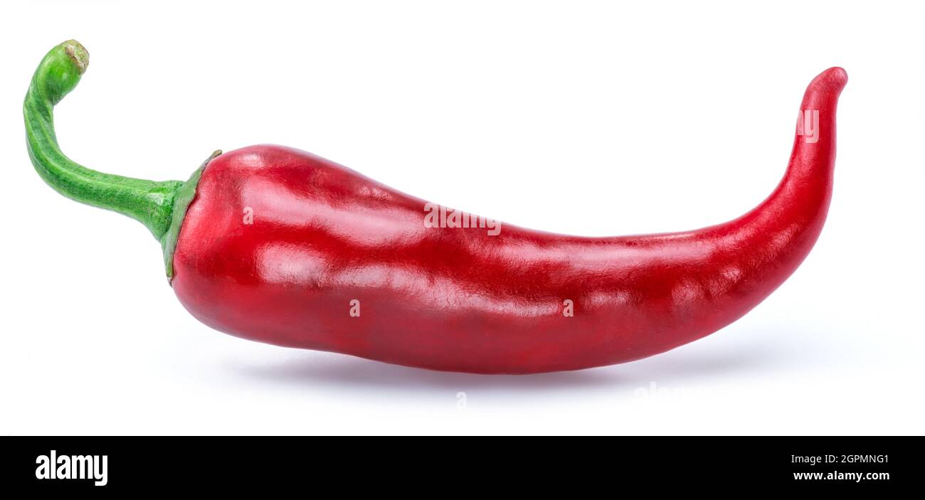 Fresh red chilli pepper isolated on white background. Stock Photo