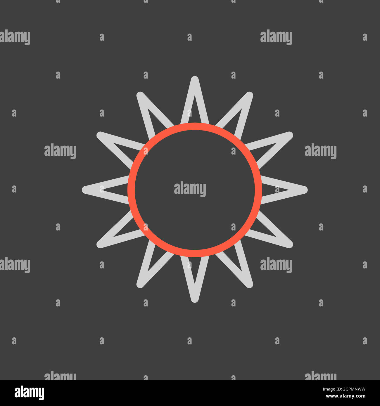 Sun vector isolated flat icon on dark background. Weather sign Stock ...