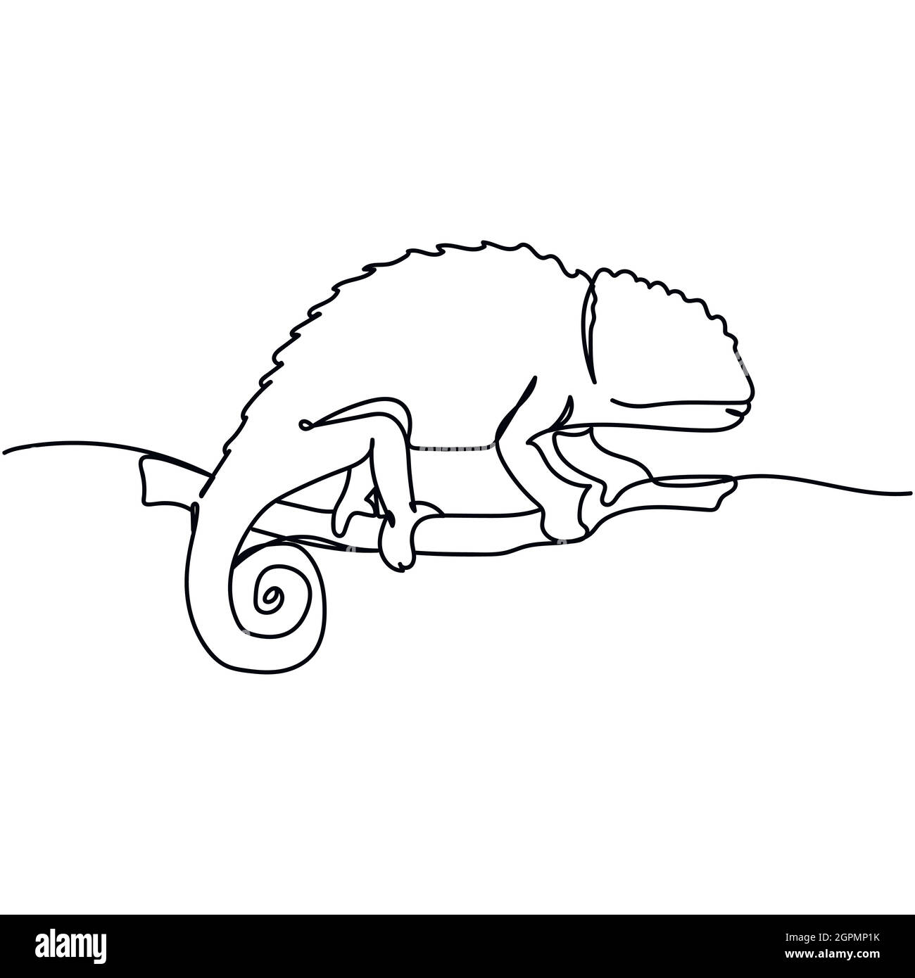 Continuous one line of chameleon lizard and businessman in silhouette. Minimal style. Perfect for cards, party invitations, posters, stickers, clothing. Black abstract icon. Animal concept Stock Vector