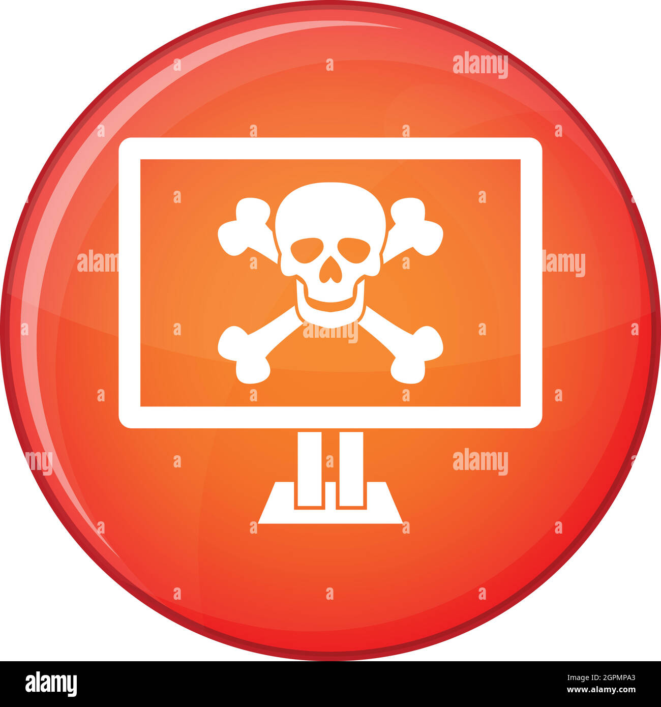 Computer monitor with a skull and bones icon Stock Vector