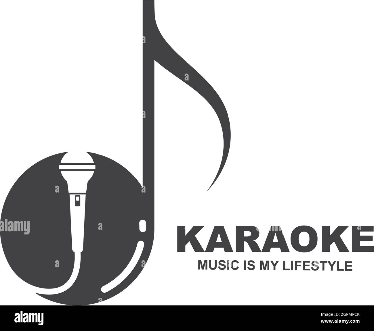 microphone icon logo of karaoke, note music concept  vector illustration design Stock Vector