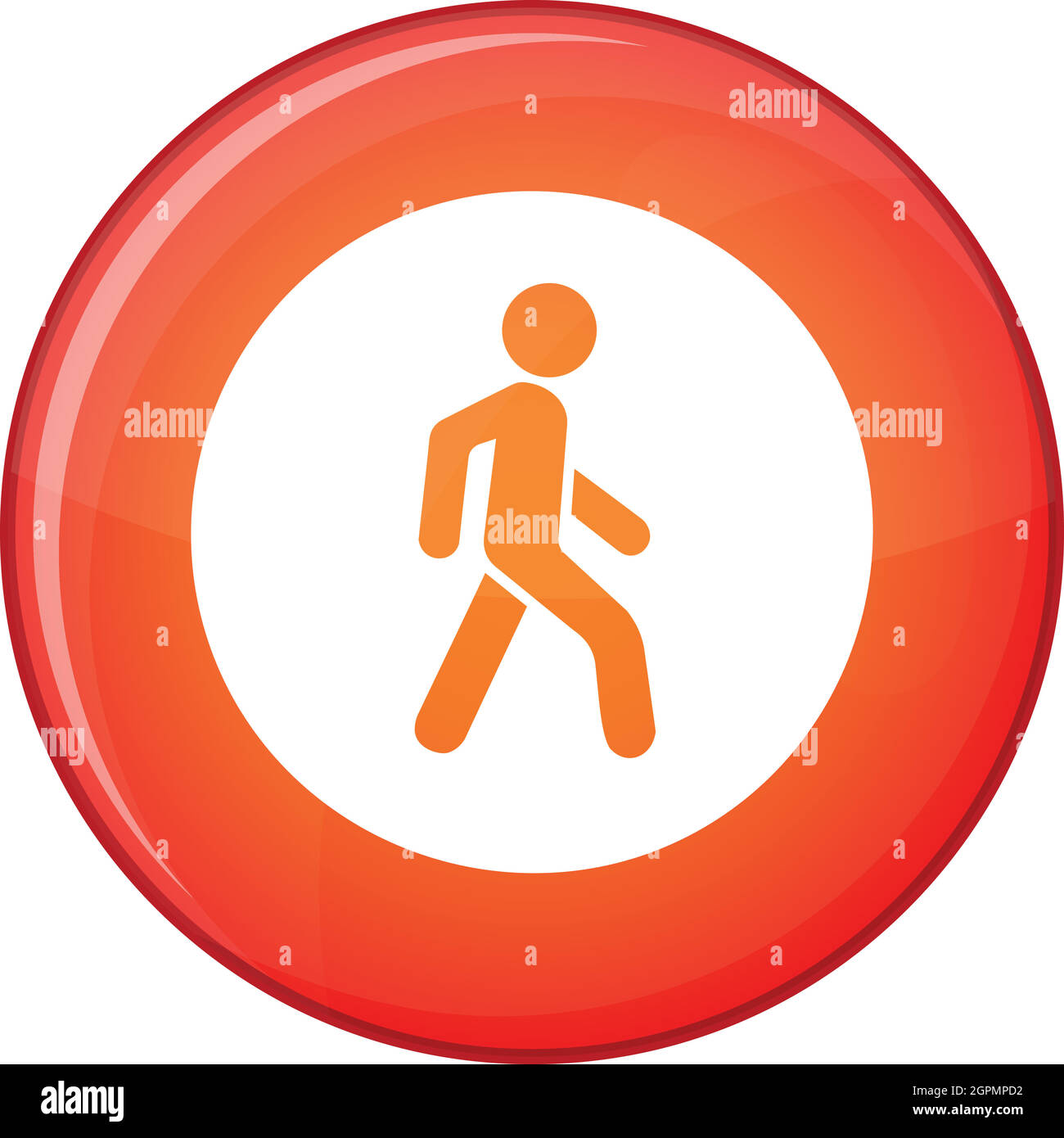 Pedestrians only road sign icon, flat style Stock Vector