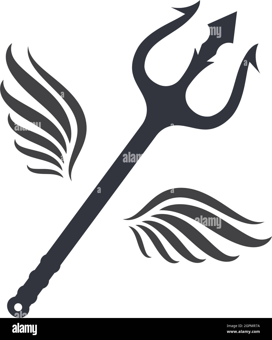 Trident with wings Logo Template vector icon illustration Stock Vector