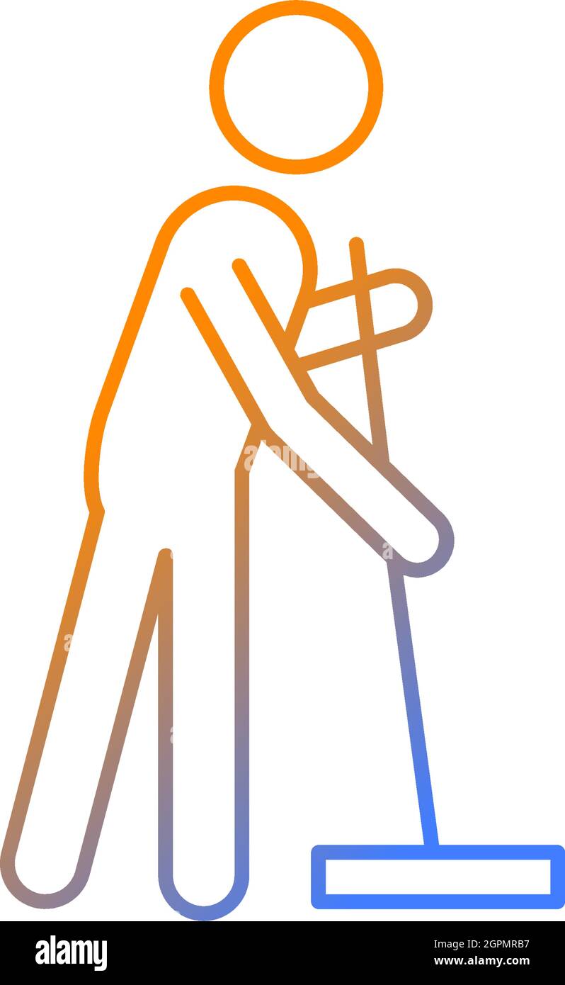 Cleaning with mop gradient linear vector icon Stock Vector