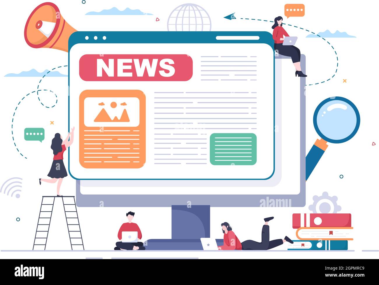Breaking News Reporter Background Vector Illustration With Broadcaster