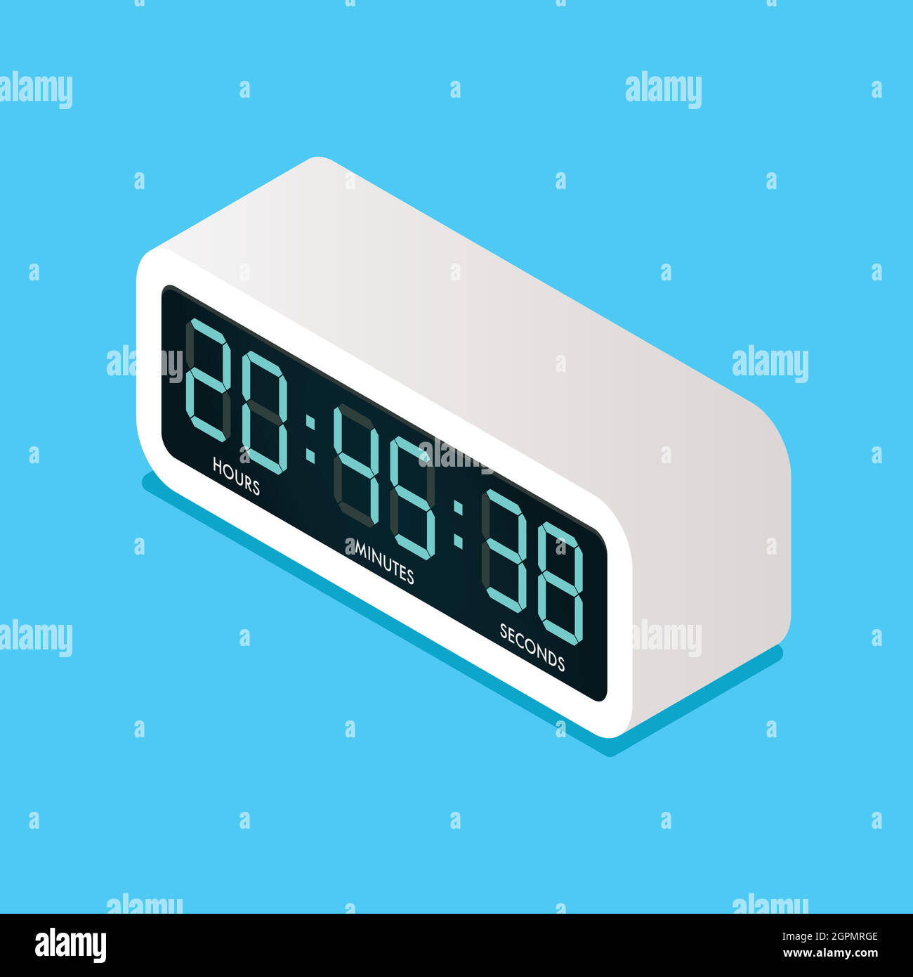 Digital electric alarm clock isometric view. Vector illustration Stock Vector