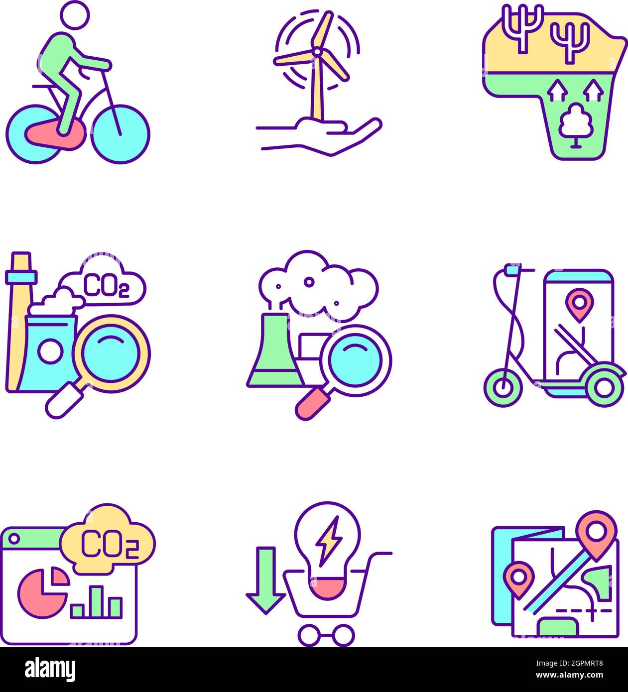 Improving urban air quality RGB color icons set Stock Vector Image ...