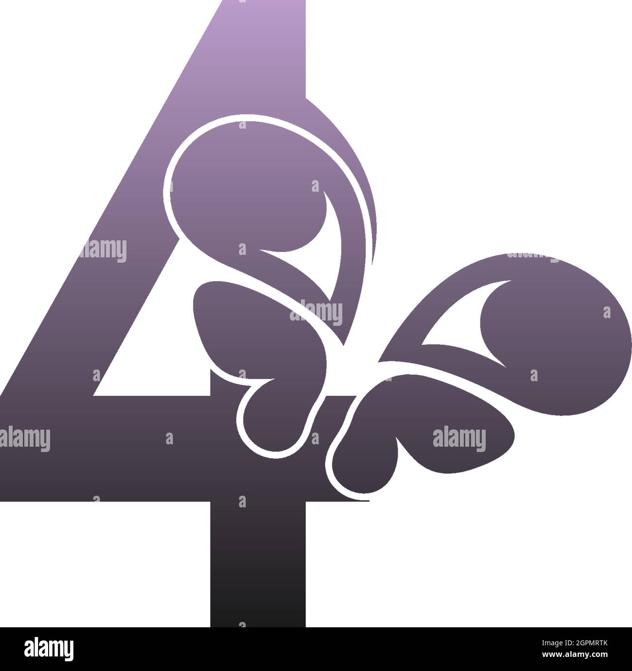 Number 4 with butterfly icon logo design vector Stock Vector