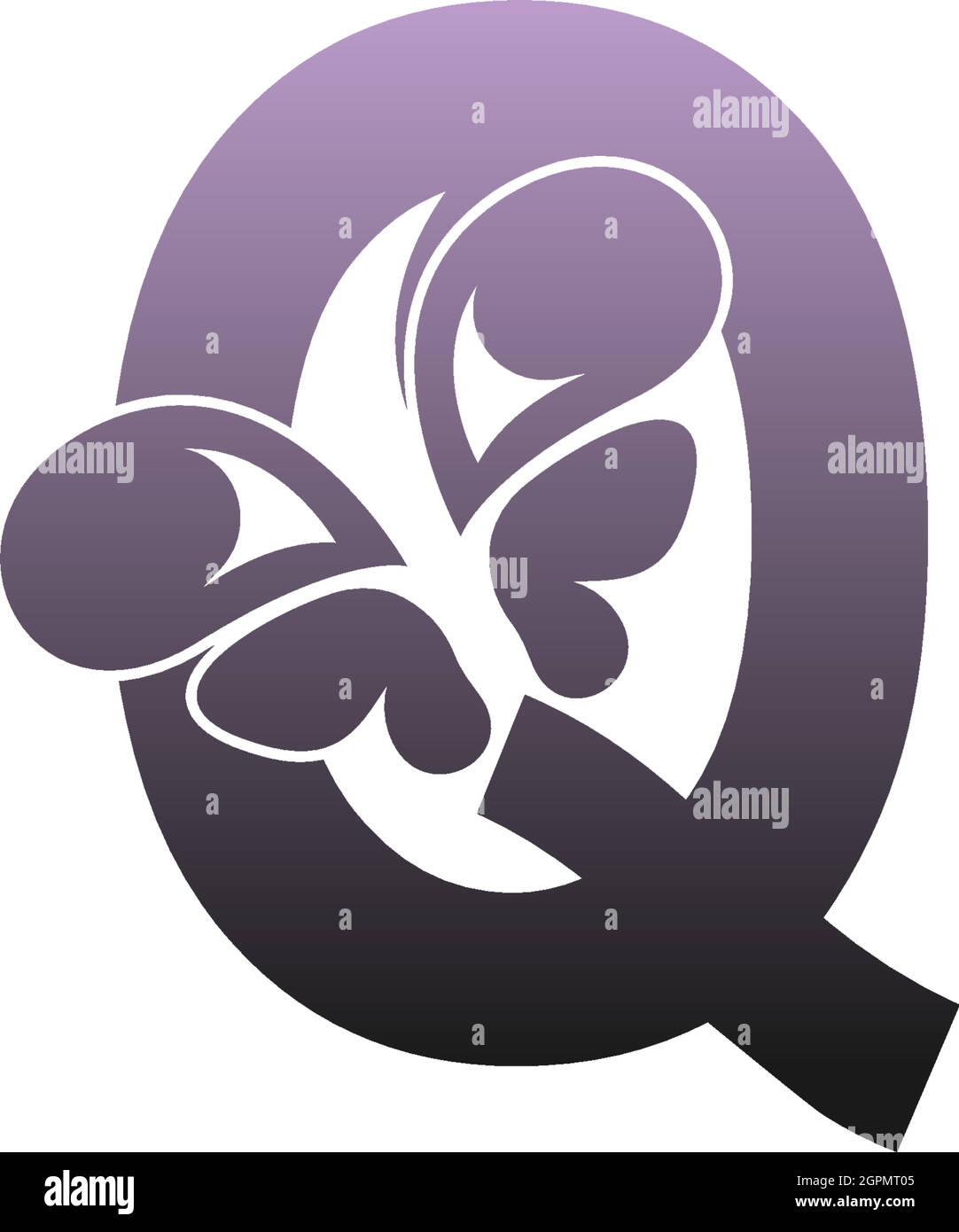 Letter Q with butterfly icon logo design vector Stock Vector