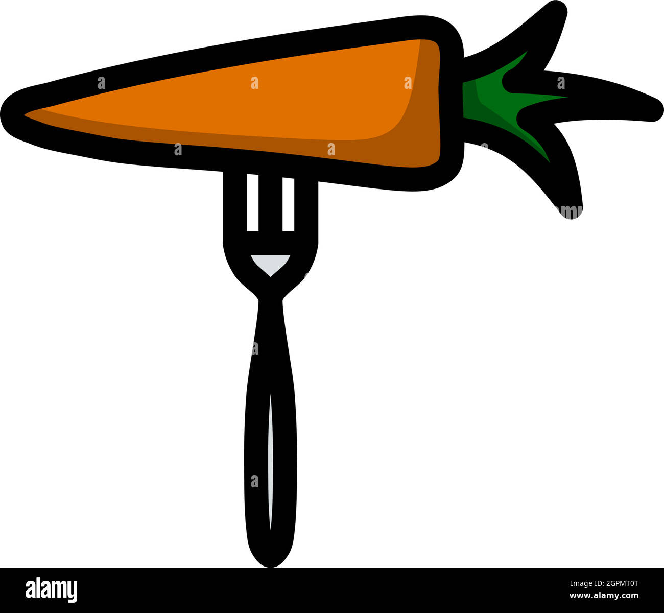 Icon Of Diet Carrot On Fork Stock Vector