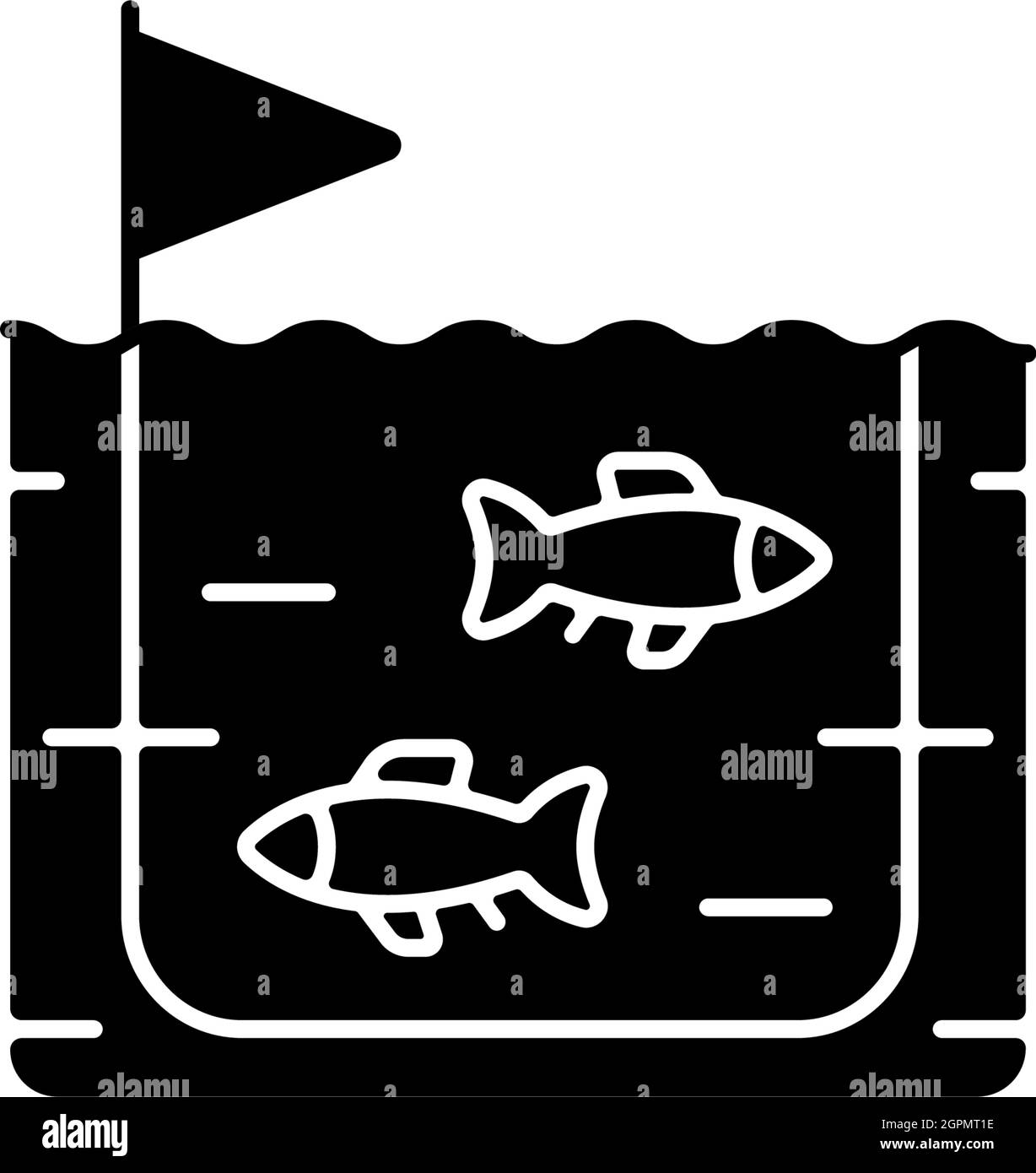 Fish farming black glyph icon Stock Vector