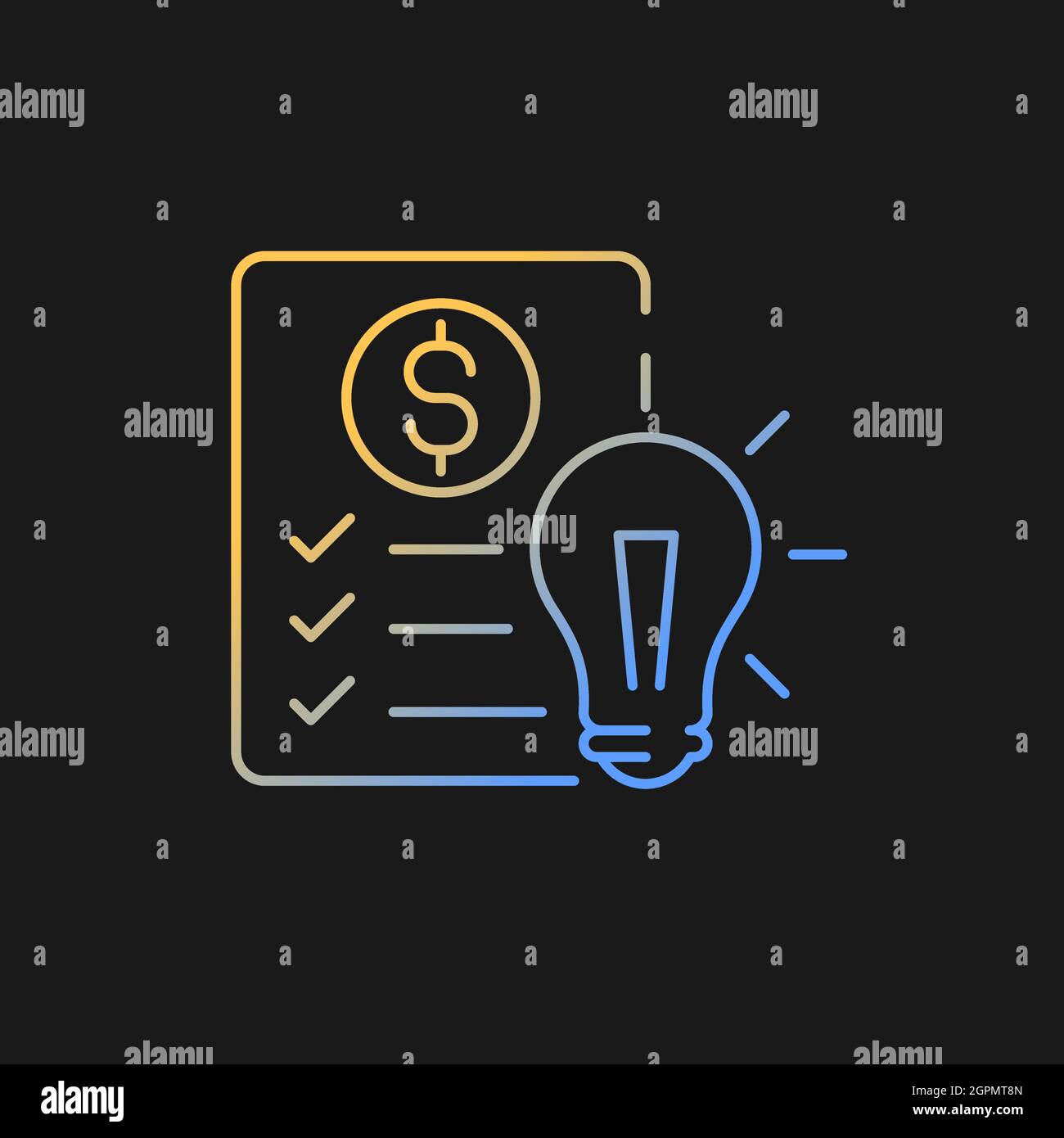 Financial literacy gradient vector icon for dark theme Stock Vector
