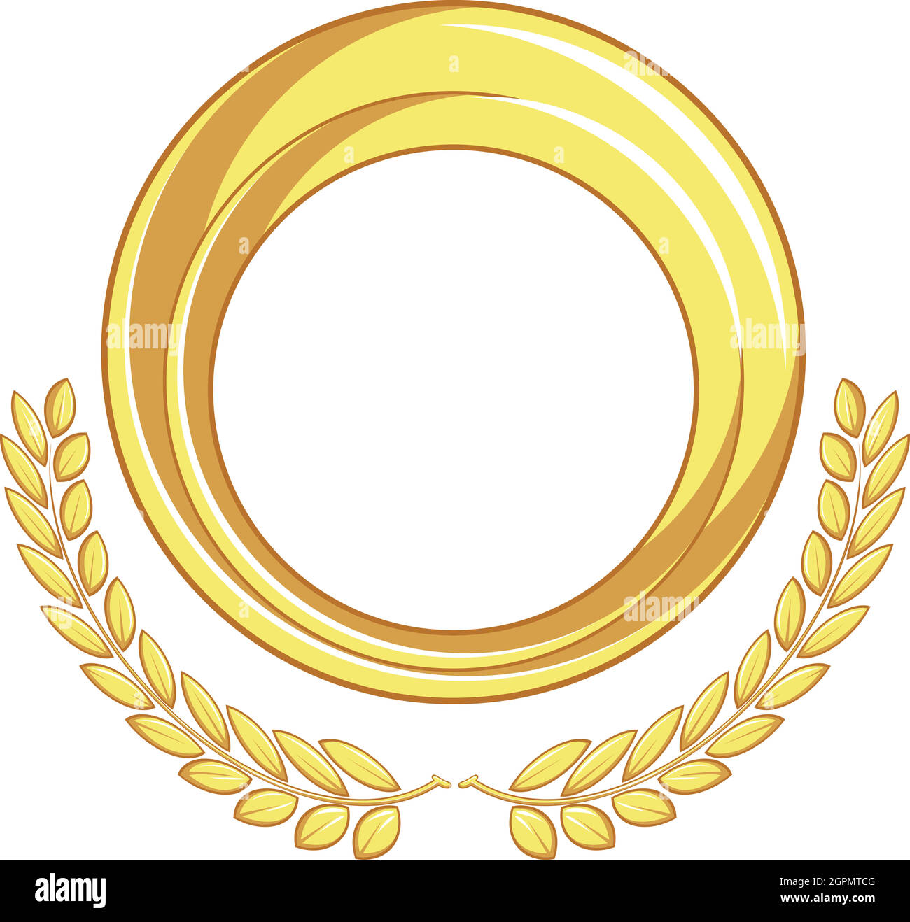 Frame Gold Circle Badge Laurel Ornament Decorative Vector Drawing Stock Vector