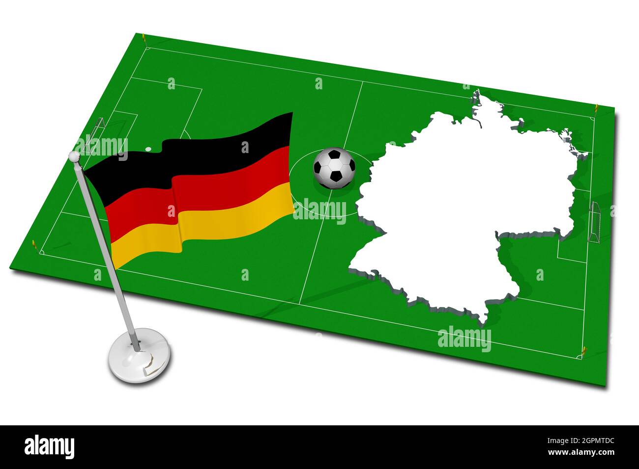 Germany. National flag with soccer ball in the foreground. Sport ...