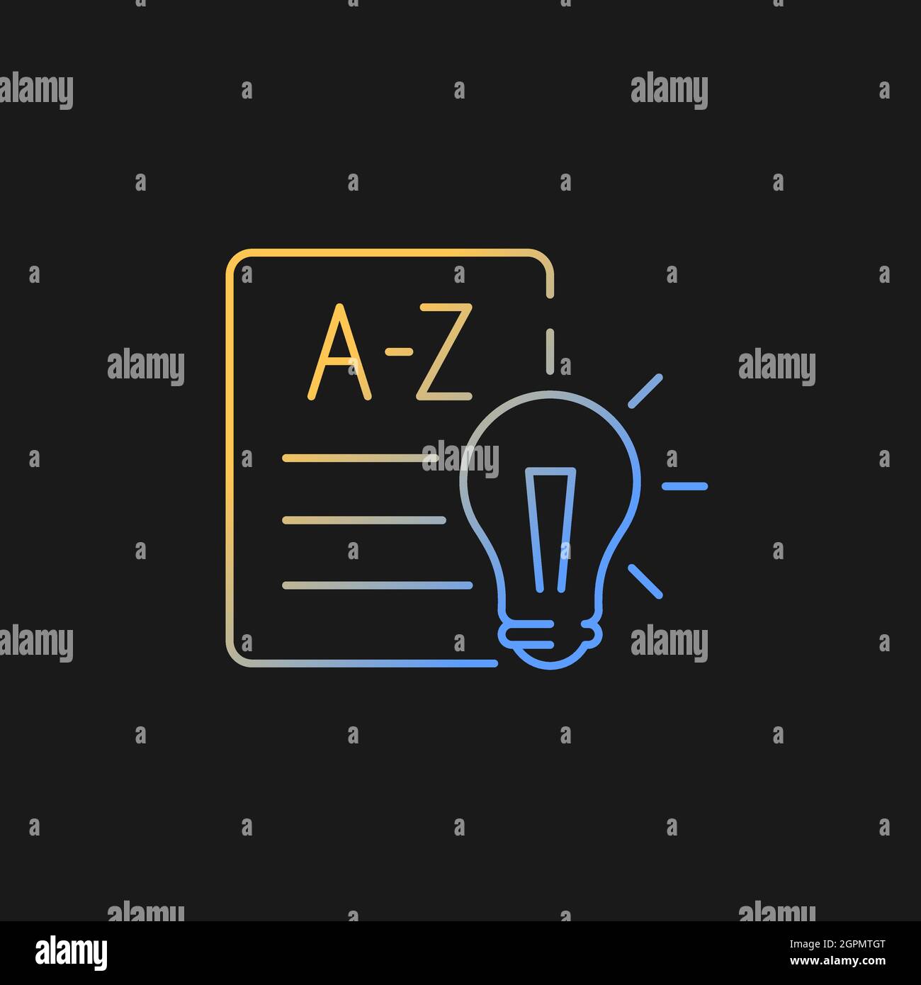 Language Arts gradient vector icon for dark theme Stock Vector