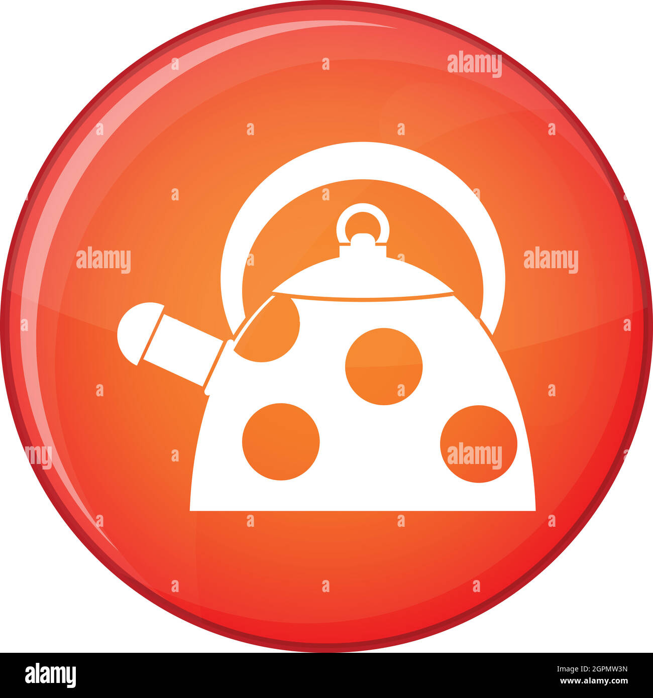 Kettle with white dots icon, flat style Stock Vector