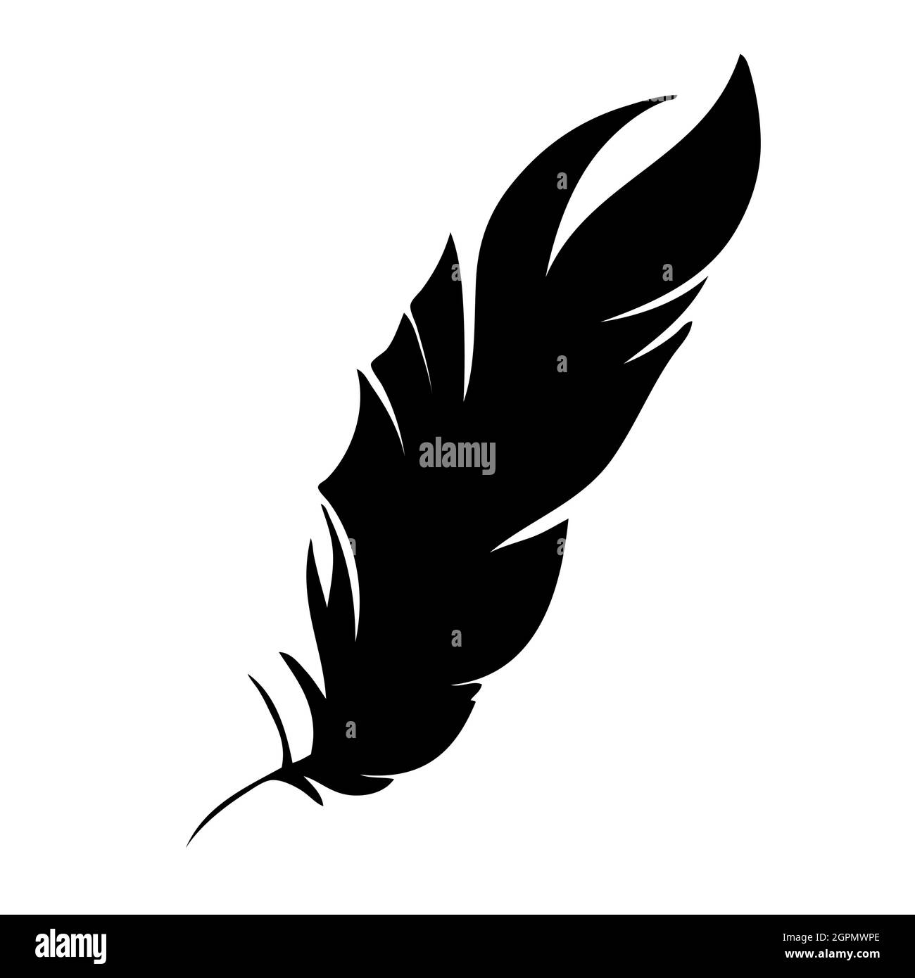 Feather of birds. Black feather silhouette for logo vector set Stock ...