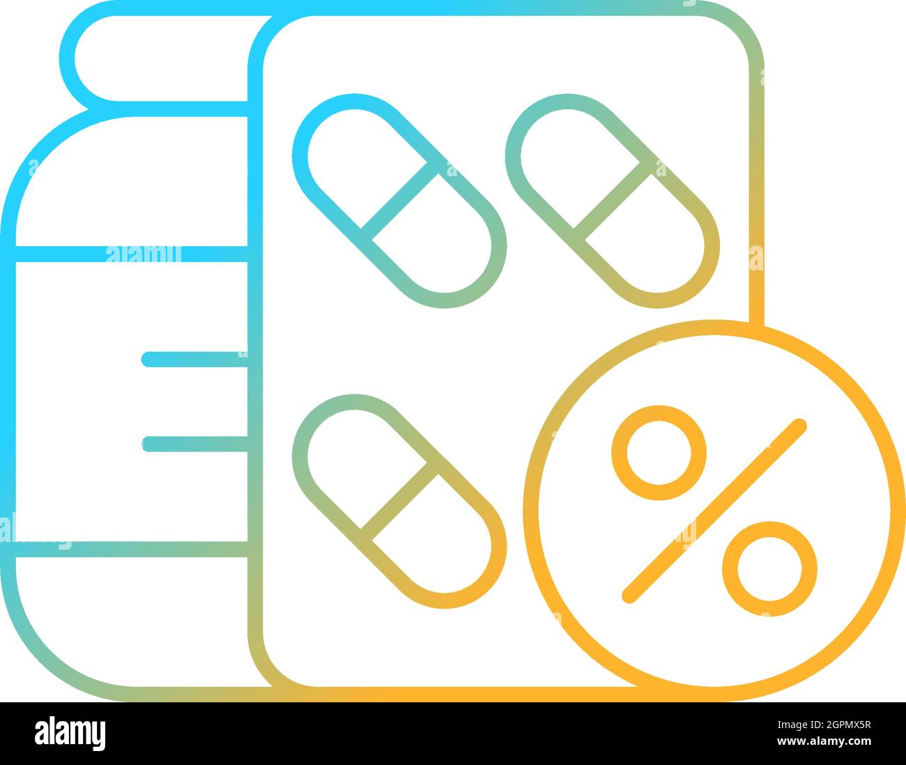 Reduced prescription drug cost gradient linear vector icon Stock Vector