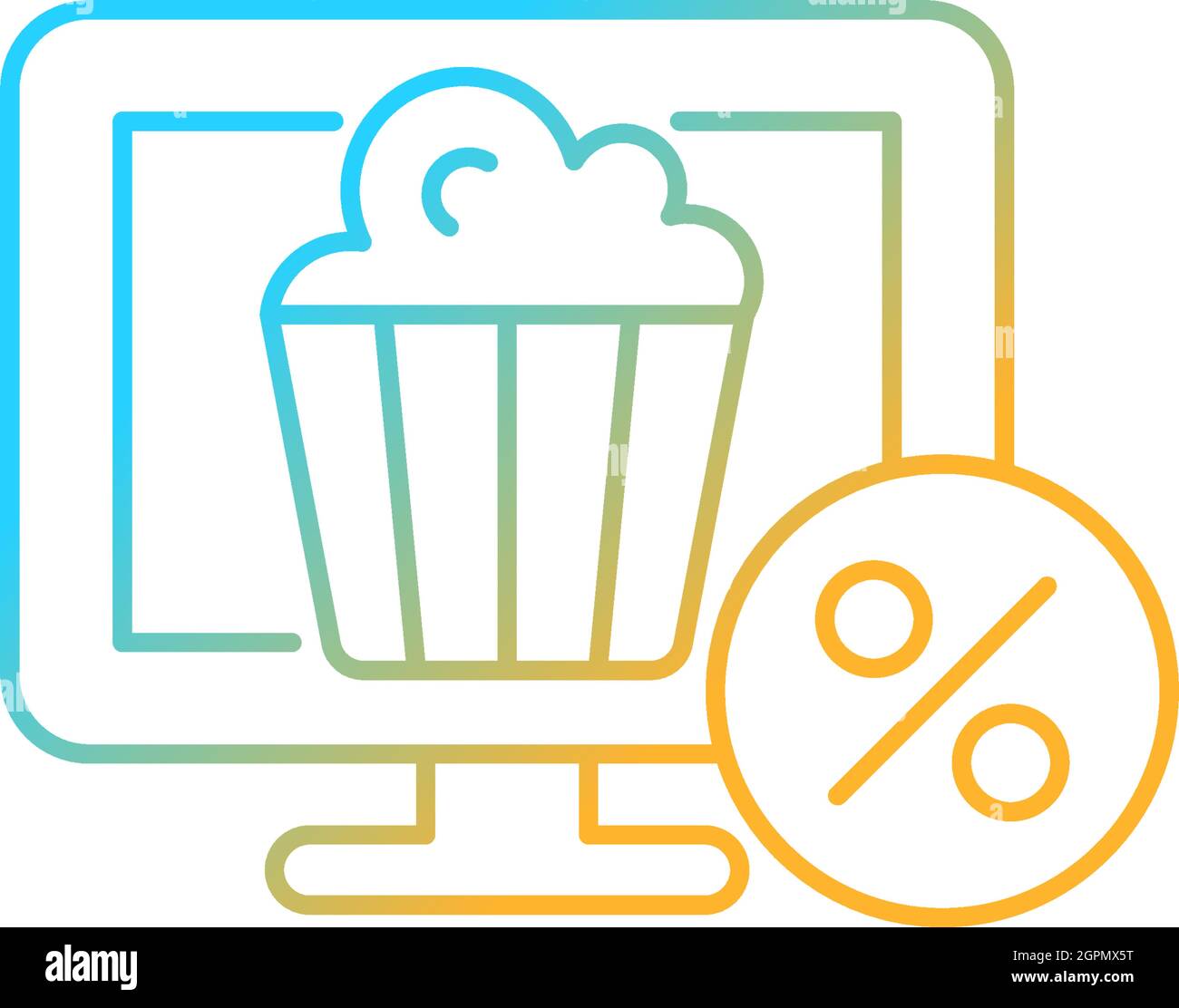 Discounts for online cinema subscription gradient linear vector icon Stock Vector