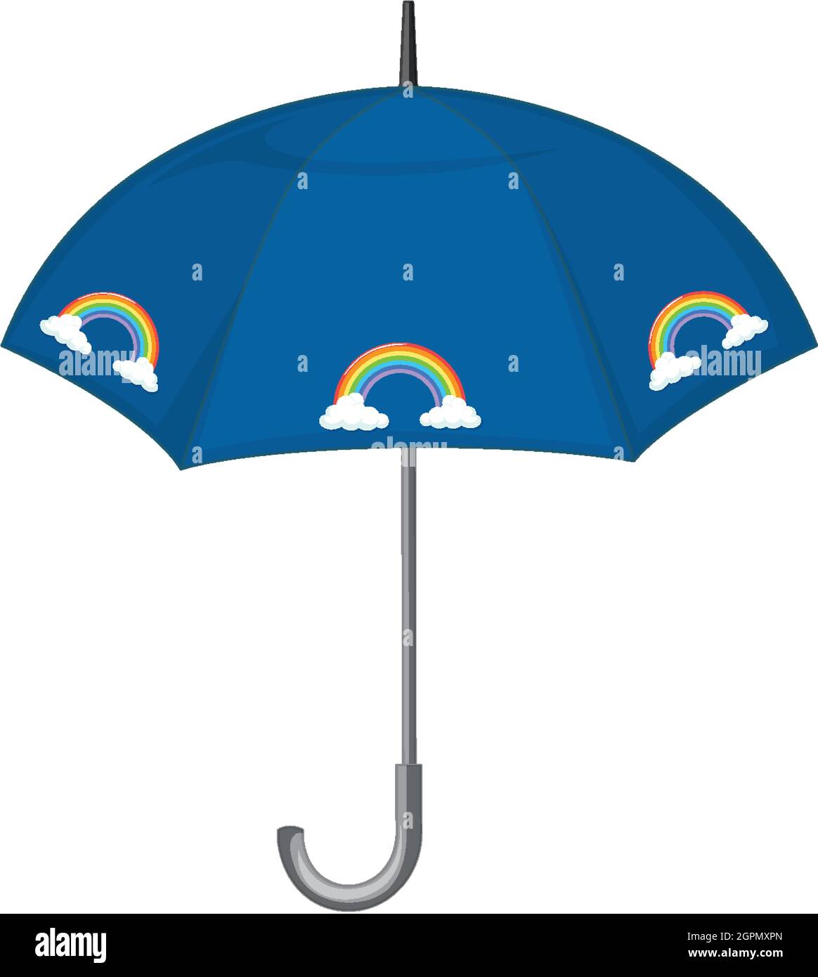 Blue umbrella with rainbow pattern illustration Stock Vector Image