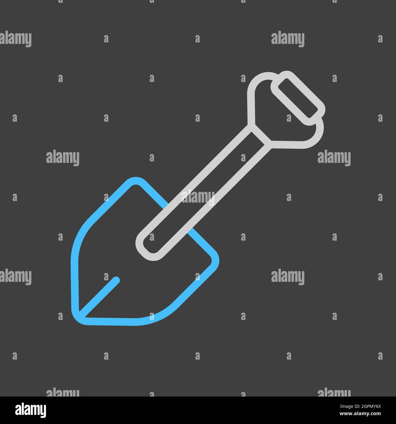 Camping shovel for expedition icon vector on dark background Stock Vector