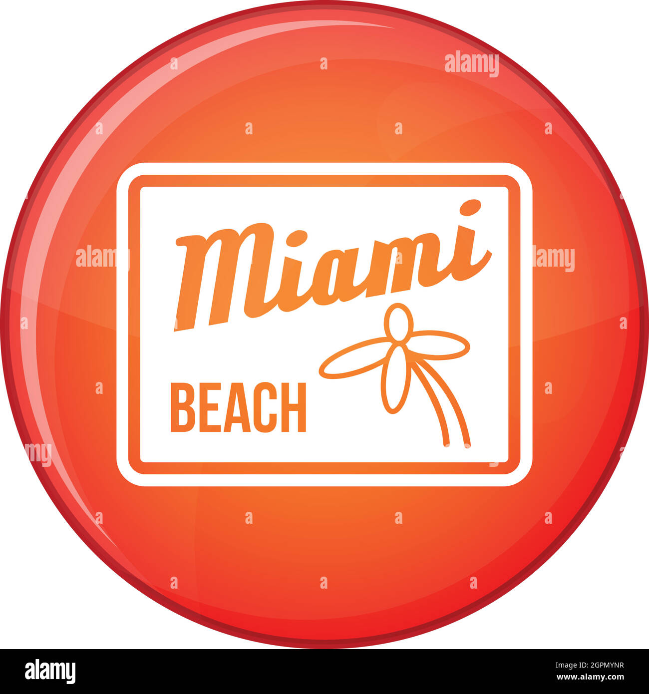 Miami beach icon, flat style Stock Vector