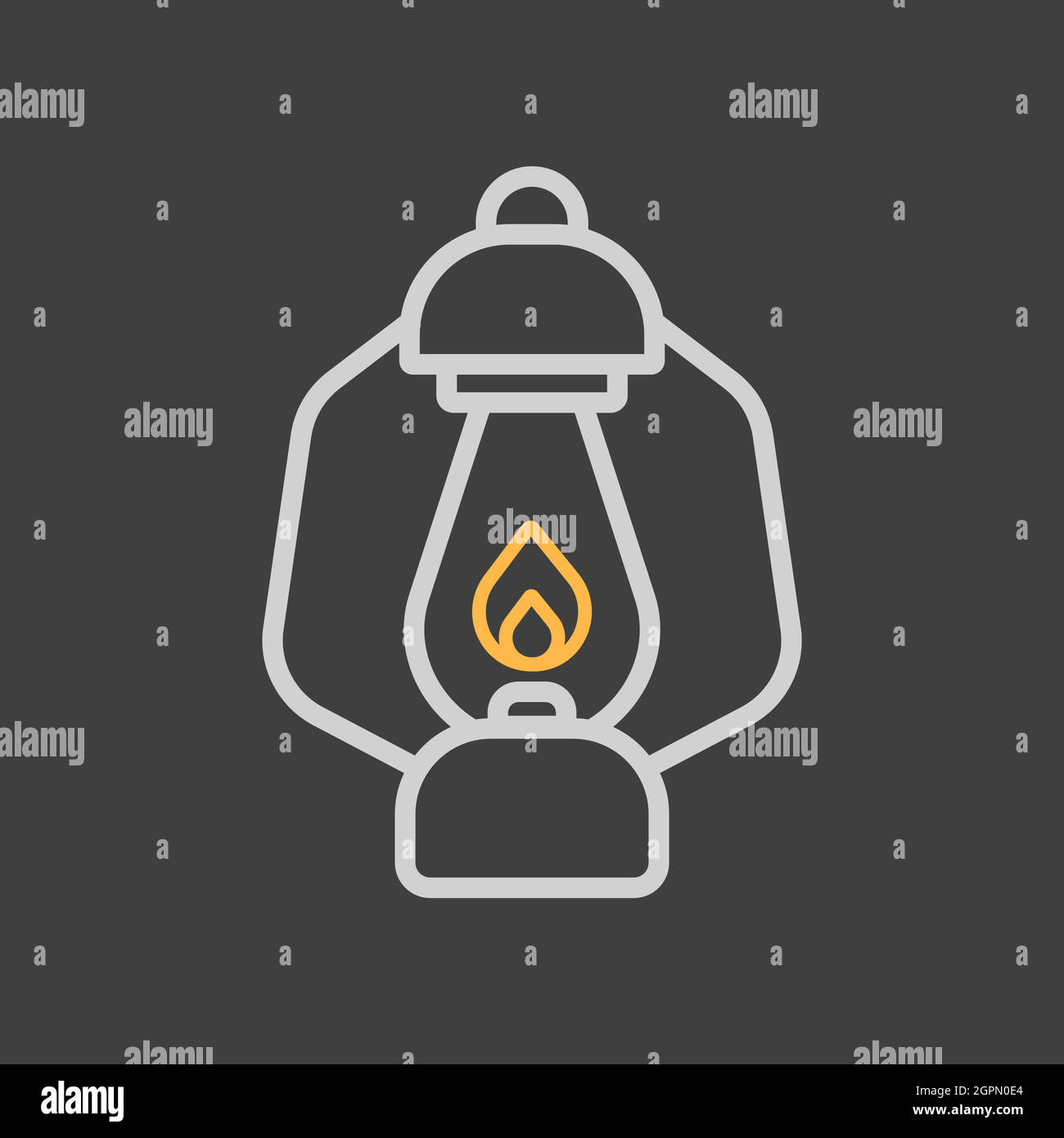 Vintage camping lantern vector icon on dark background Stock Vector