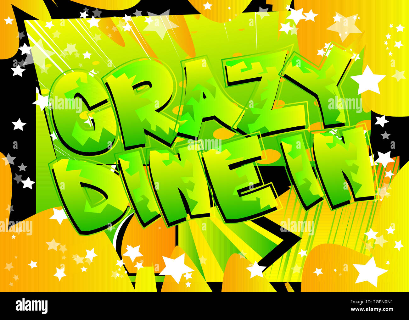 Crazy Dine In  - Comic book style text. Stock Vector