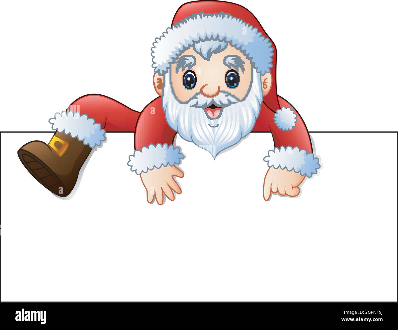 Cartoon santa claus with a blank sign Stock Vector