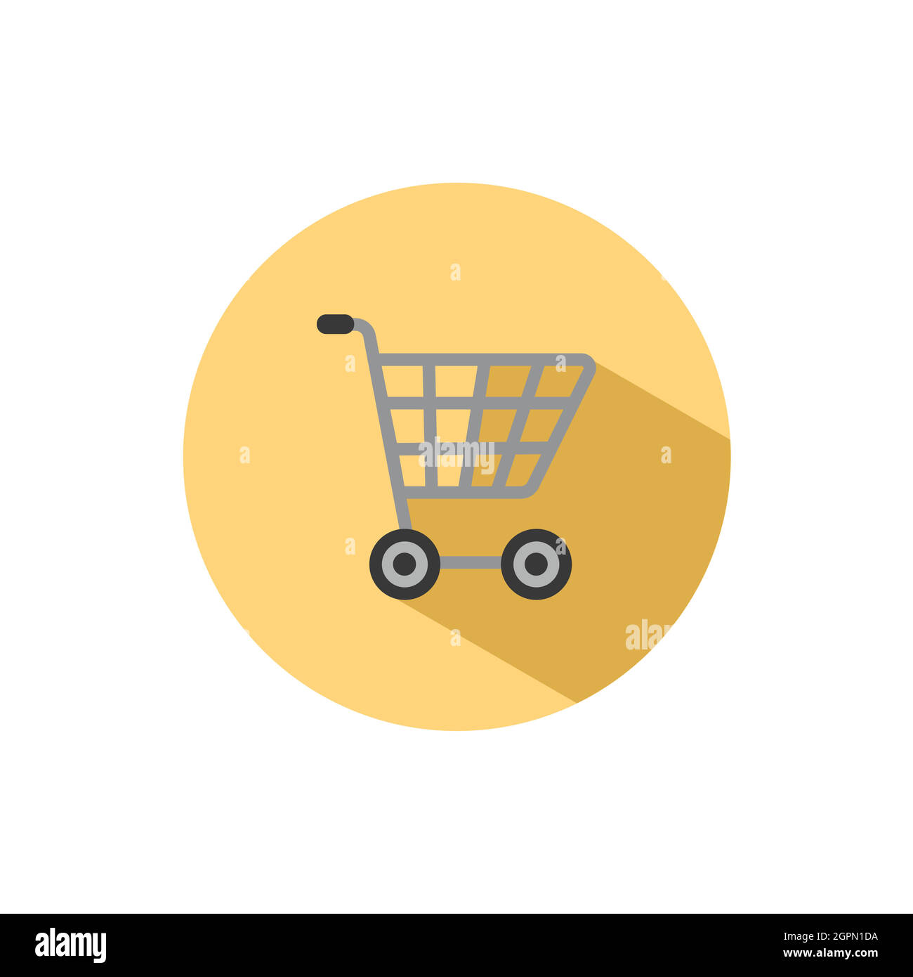 Empty shopping cart. Flat icon in a circle. Commerce vector