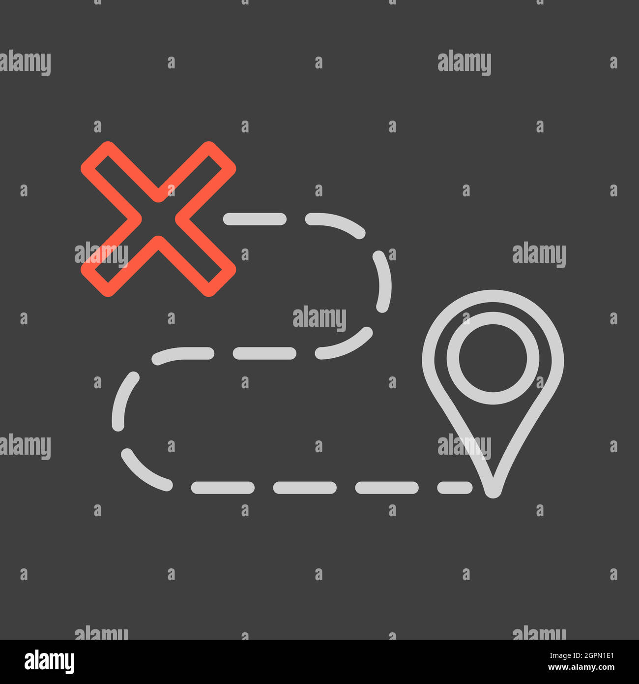 Route vector flat isolated icon on dark background. Navigation sign Stock Vector