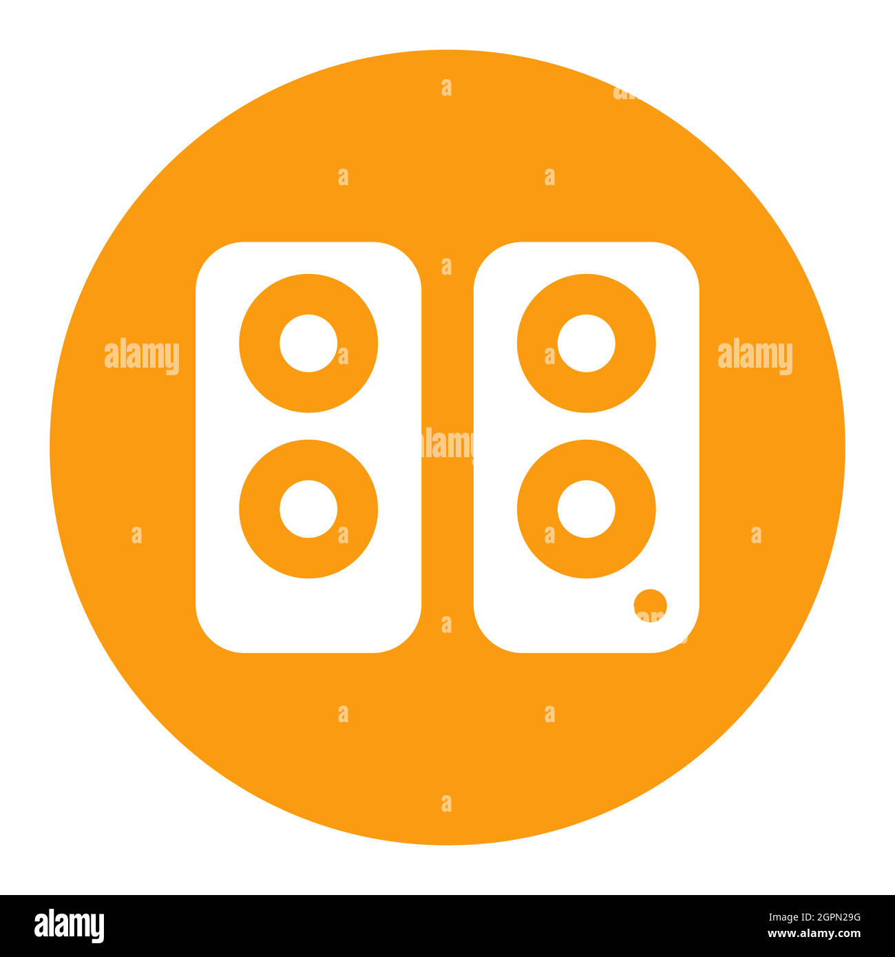 Two acoustic speaker vector flat white glyph icon Stock Vector