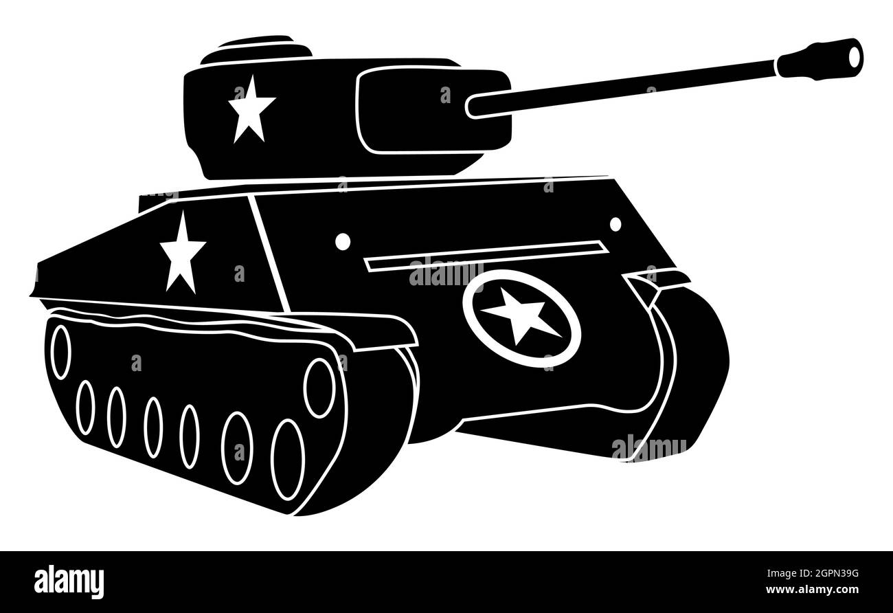 American WW2 M4 Sherman medium tank silhouette Stock Vector