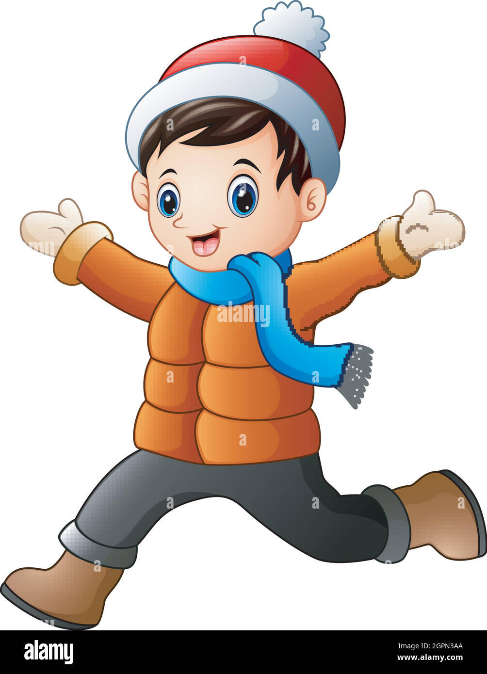 Cartoon boy wearing winter clothes Stock Vector