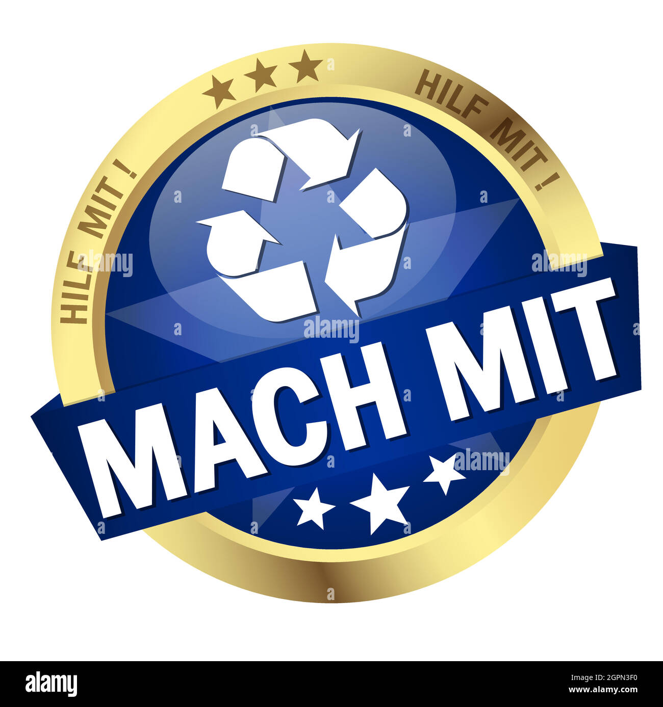 Button with Banner take part (in german) Stock Vector